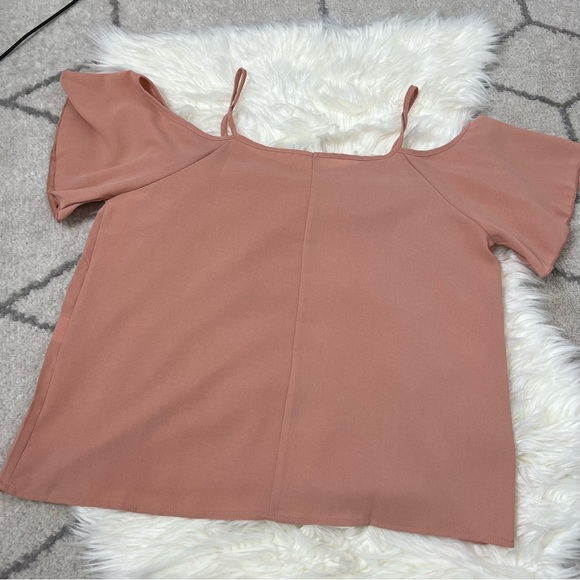 Shein Pink Solid Cold Shoulder Blouse - Picture 8 of 11